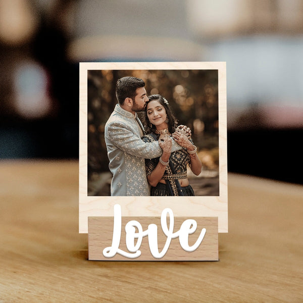 Personalised Polaroid Wooden Photo with Base