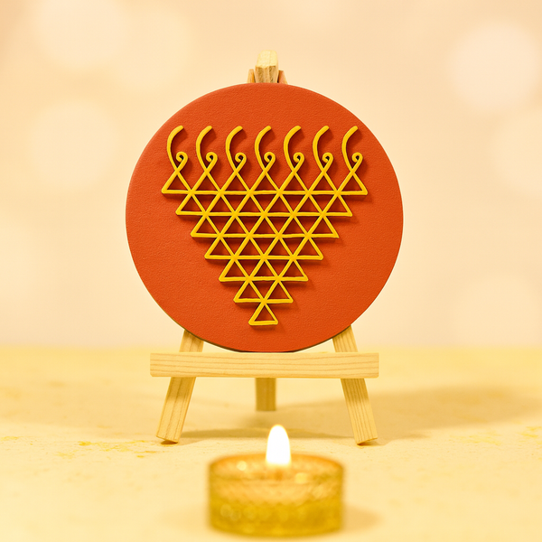 Saraswati Yantra on Wooden Easel – 3D Laser Cut Design