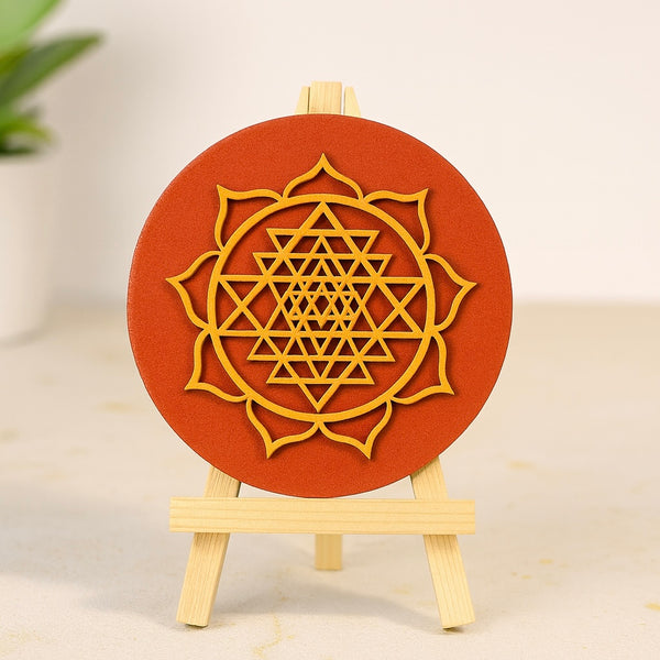Shri Yantra on Wooden Easel – 3D Laser Cut Design