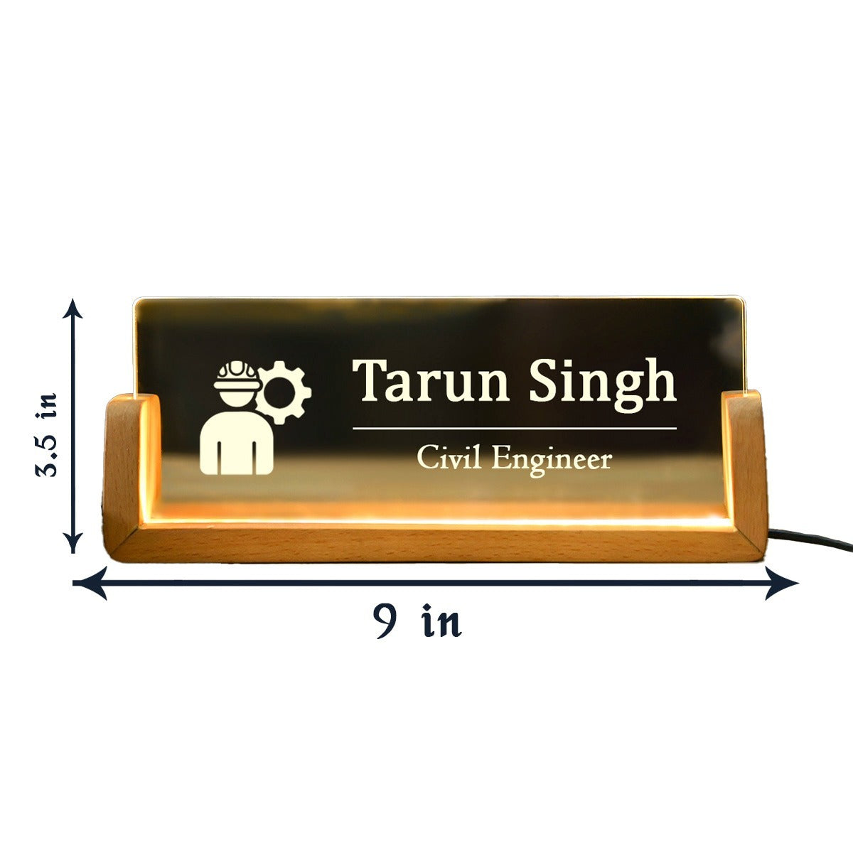Civil Engineer Desk Name Plate With LED Light – ChitraChaya
