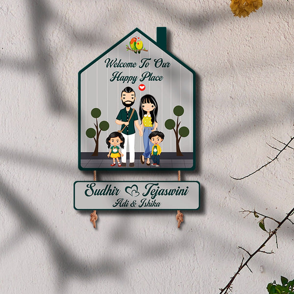 Couple Theme Hut Style Name Plate