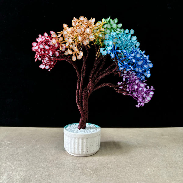 Handmade Rainbow Wire Bonsai Tree