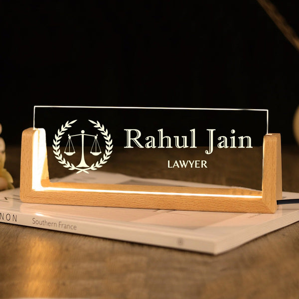 Lawyer Desk Name Plate With LED Light