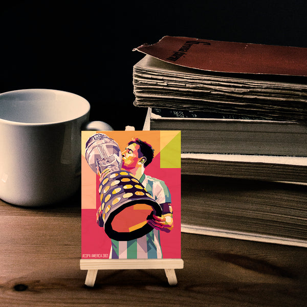 Messi Copa Wood Print With Easel Stand