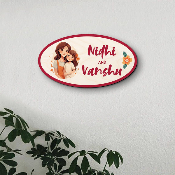 Mom With Kid Name Plate