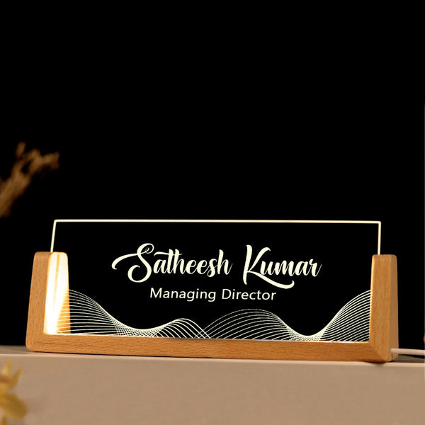 Pattern Desk Name Plate With LED Light