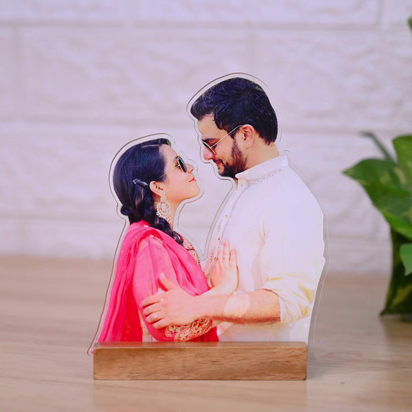 Personalised Acrylic Photo Cutout With Wooden Stand