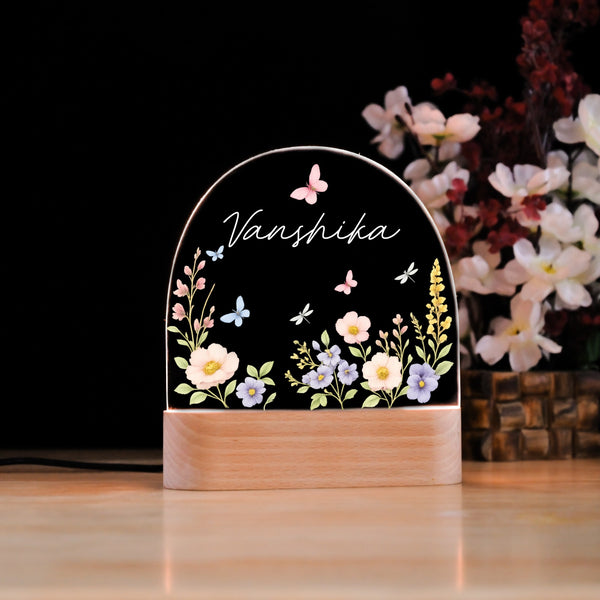 Personalised Butterfly Garden Kids Night Lamp