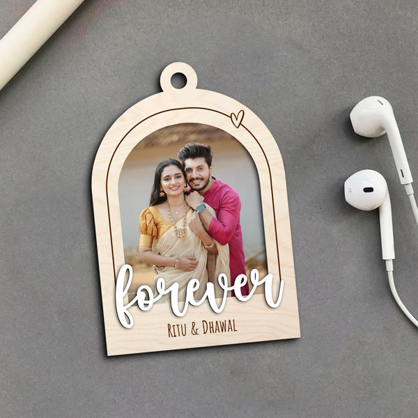 Personalised Couple Photo Car Hanger With Name