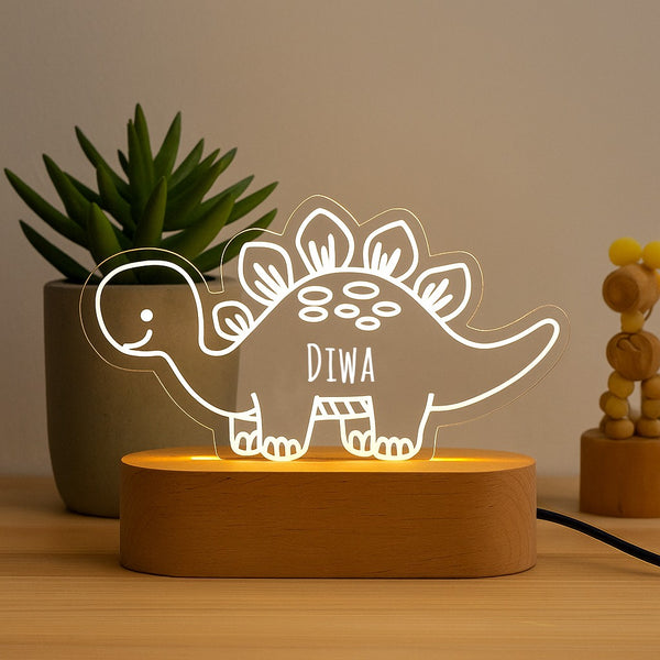 Personalised Cute Dinosaur Shaped Kids Night Lamp