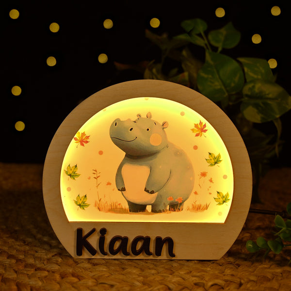 Personalised Hippo Wooden Lamp