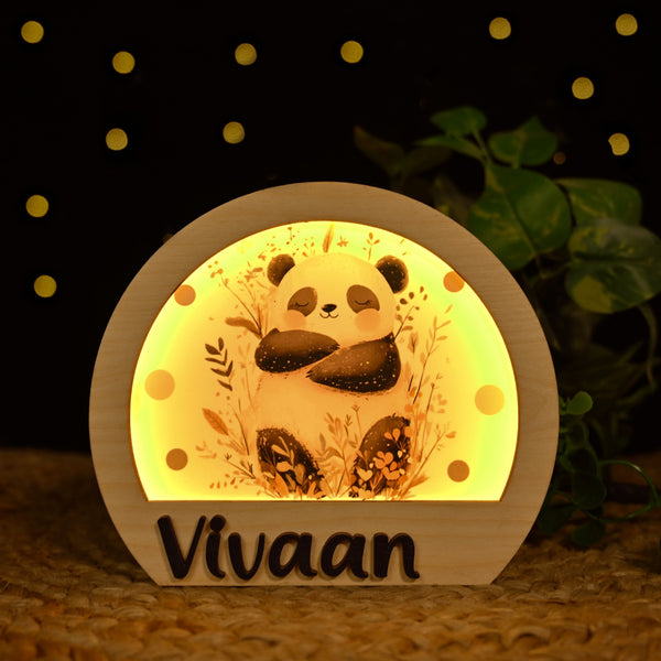 Personalised Panda Wooden Lamp