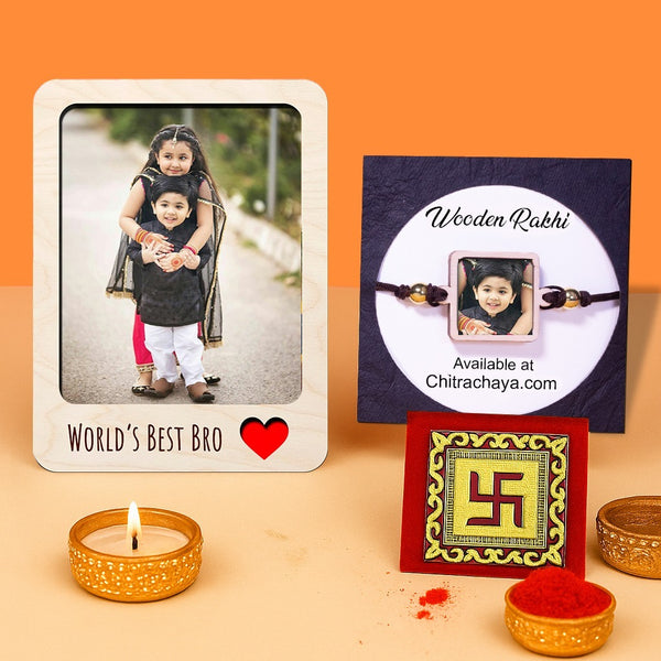 Personalised Photo With Magnet Theme Rakhi Hamper