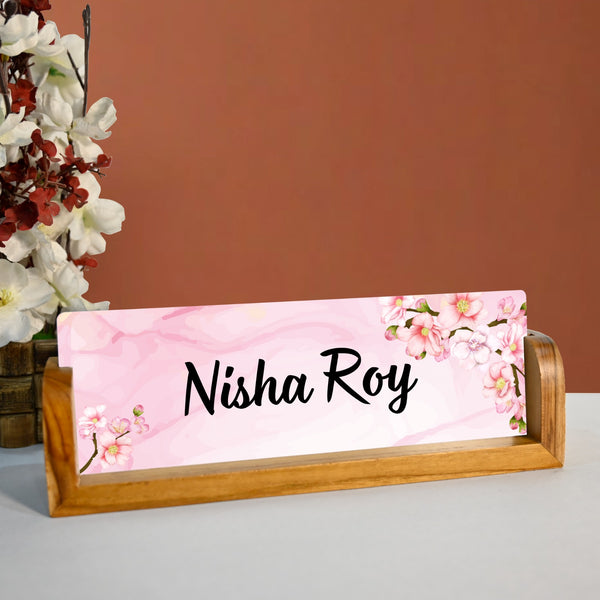Personalised Acrylic Desk Name Plate With Wooden Stand