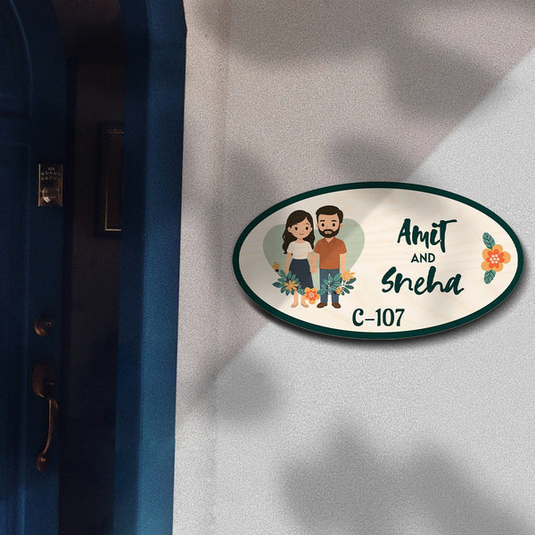 Western couple Theme Name Plate