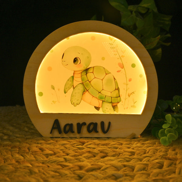 Personalised Turtle Wooden Lamp