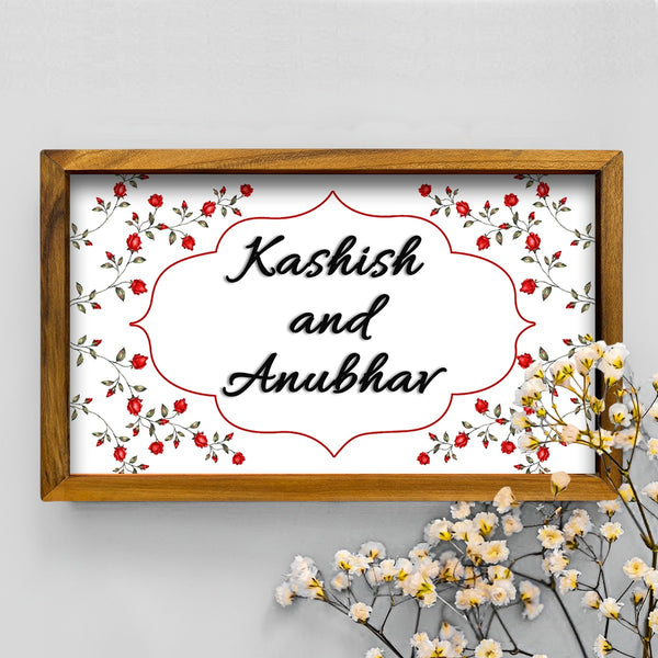 3D Floral Name Plate With Frame