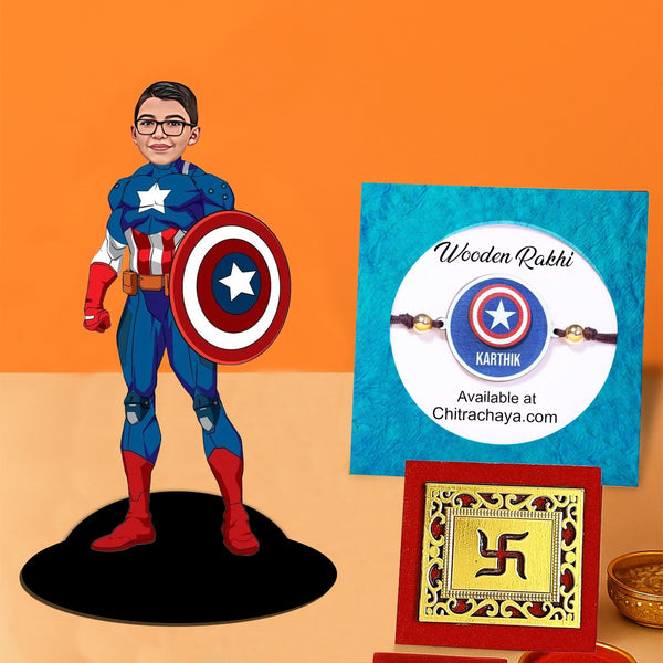 Personalised Captain America Rakhi Theme Hamper
