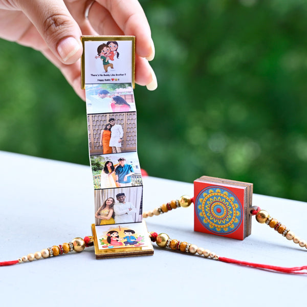 Personalised Pop-Up Wooden Rakhi – With 4 Hidden Photos Inside