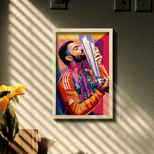 Virat Kholi World Cup Wood Print With Frame