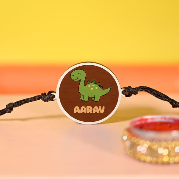 Wooden Rakhi | Personalised | Dino