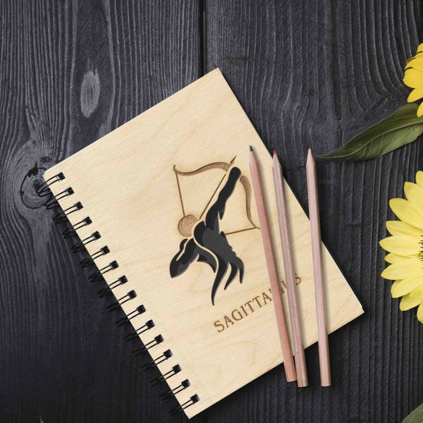 Wooden Cover Sagittarius Zodiac Sign Engraved and Crafted