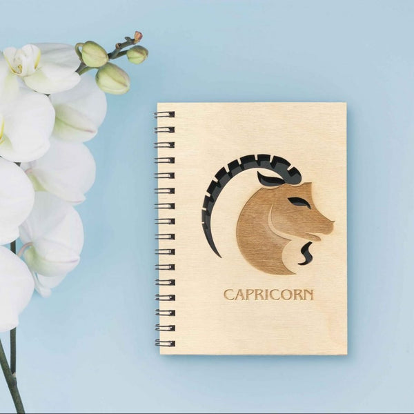 ChitraChaya Zodiac Sign Capricorn Diary Notebook Wooden Cover