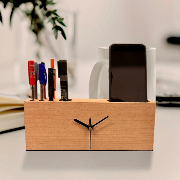 3 in 1 desk Orgainiser with Clock