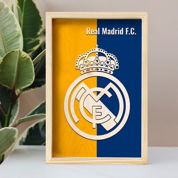 Real Madrid Minimalistic Wooden 3D Artwork with Frame