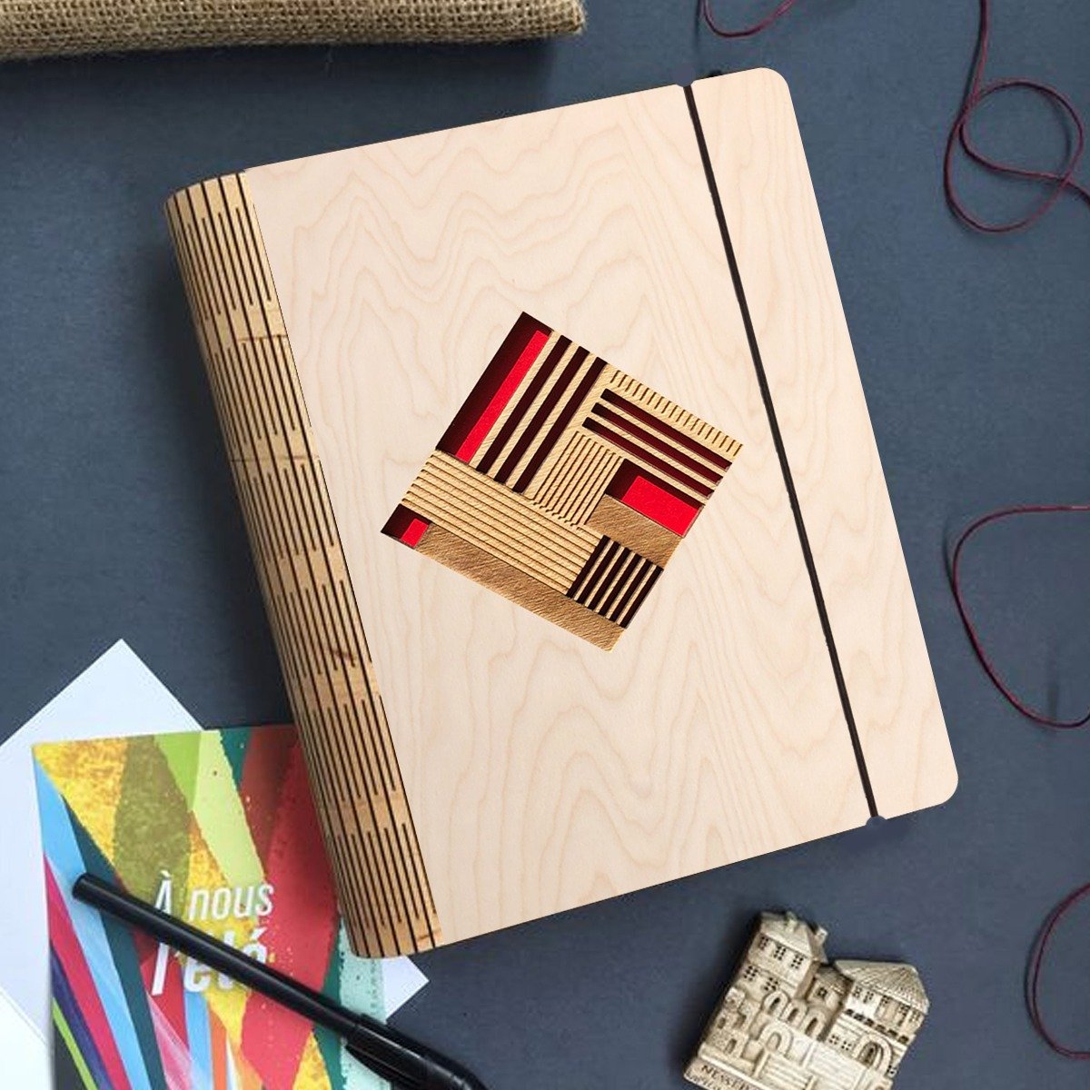 Notebinder Square Wooden Notebook Binder | Square Engraved – ChitraChaya