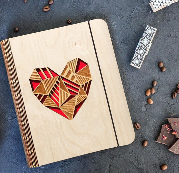 Wooden Notebook Binder | Heart