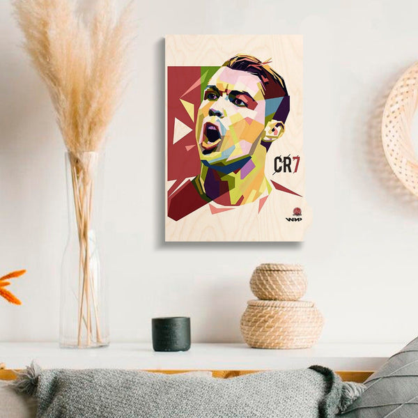 Cristiano Ronaldo WPAP Wood Print