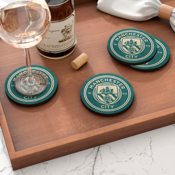 4"x4" Wooden Coasters | Manchester City
