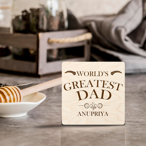 4"x4" Wooden Coasters | Personalised | Greatest Dad
