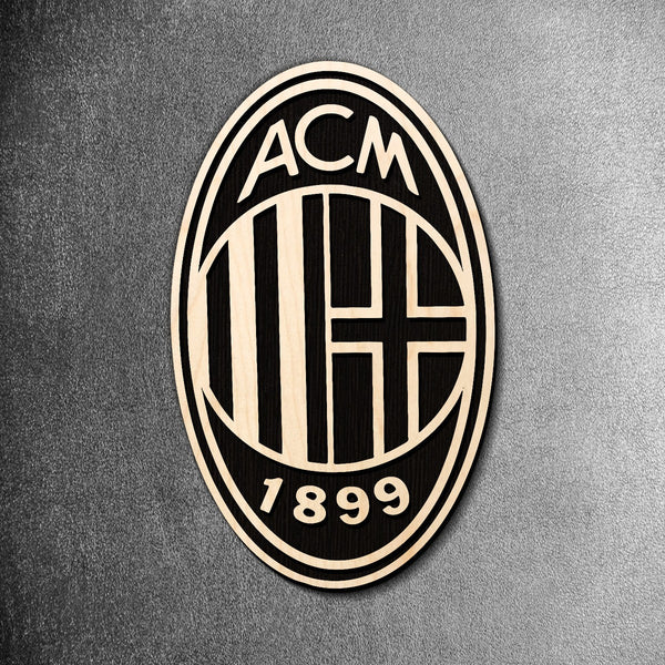 12"x6" Handcrafted Wooden Crest | A.C. Milan