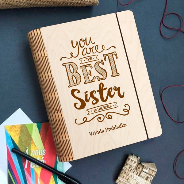 Personalised | Best Sister Wooden Notebook Binder | COD Not Available
