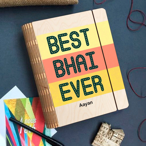 Personalised | Best Bhai Wooden Notebook Binder | COD Not Available