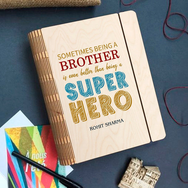 Personalised | Super Hero Brother Wooden Notebook Binder | COD Not Available