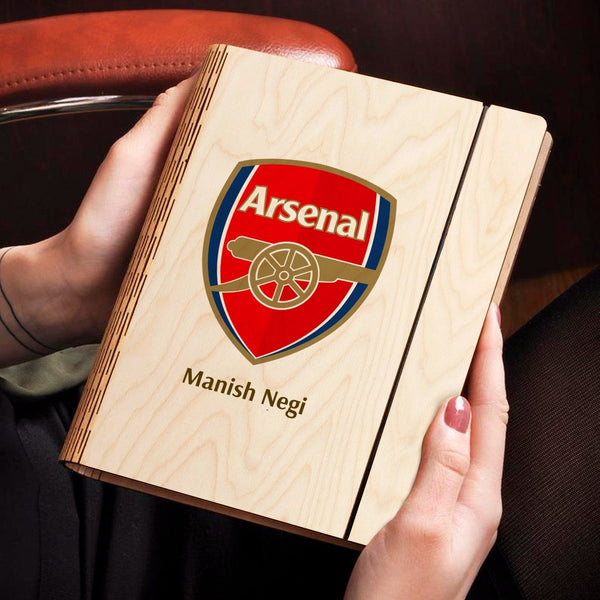 Personalised | Arsenal F.C. Wooden Notebook Binder | COD Not Available