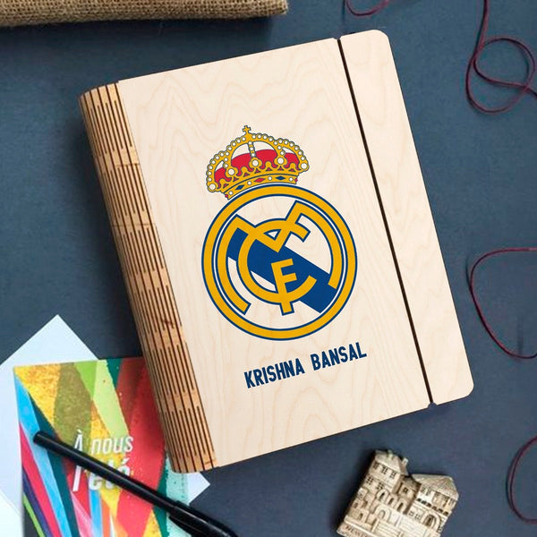 Personalised | Real Madrid CF Wooden Notebook Binder | COD Not Available