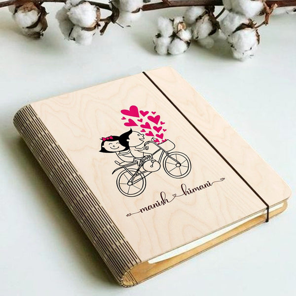 Personalised | Valentines Couple Wooden Notebook Binder | COD Not Available