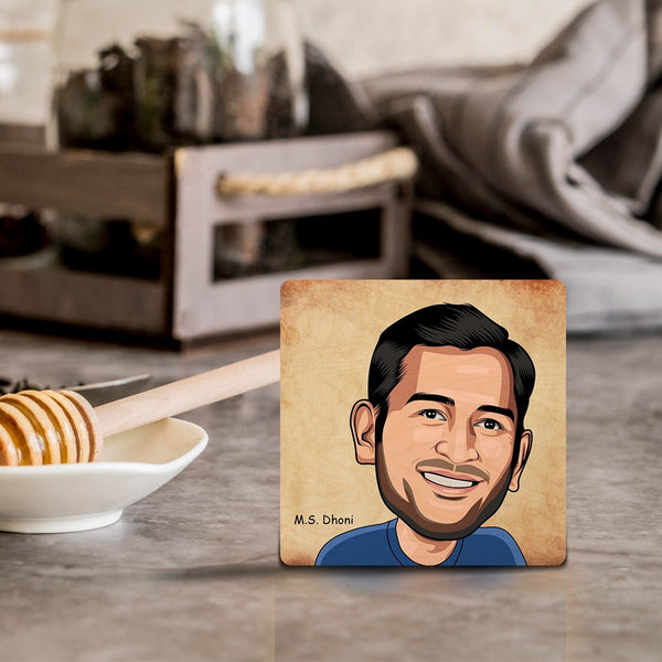 4"x4" Wooden Coasters | MS Dhoni