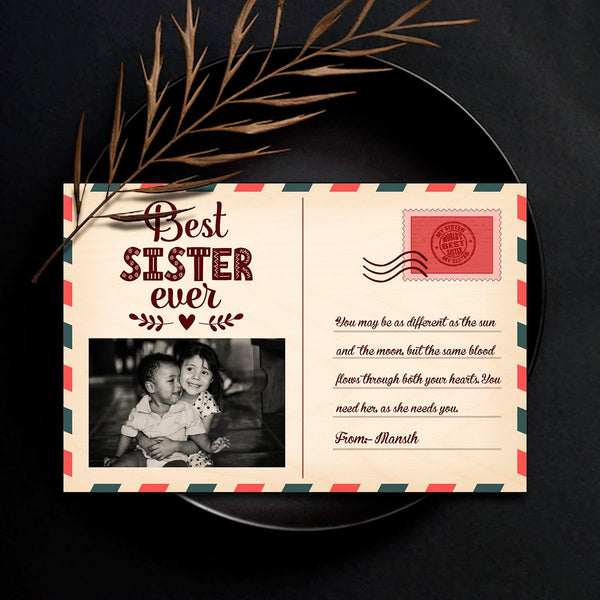 Personalised | Best Sister Ever Wooden Postcard