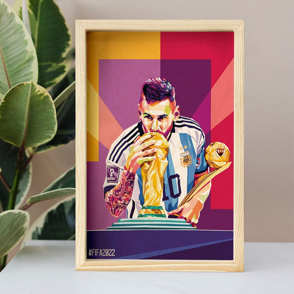 Messi World Cup Wood Print with Frame – ChitraChaya