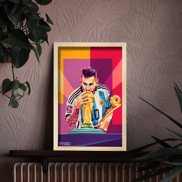 Messi World Cup Wood Print with Frame
