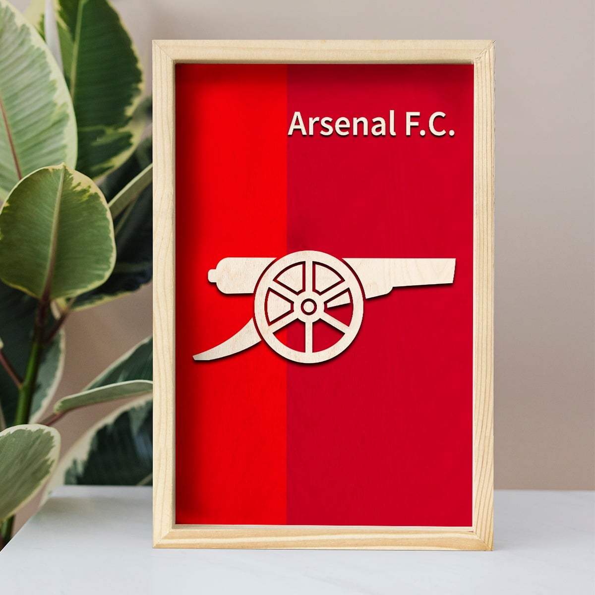 Arsenal Minimalistic Wooden 3D Artwork with Frame – ChitraChaya