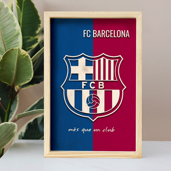 FCB Minimalistic Wooden 3D Artwork with Frame