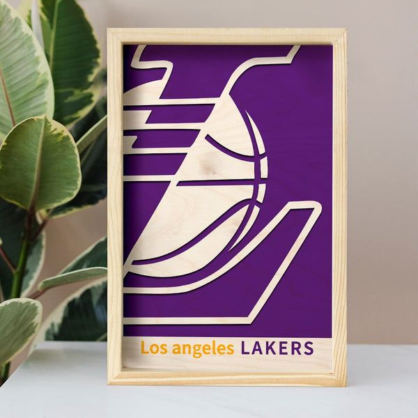 Los Angeles Lakers Minimalistic Wooden 3D Artwork with Frame