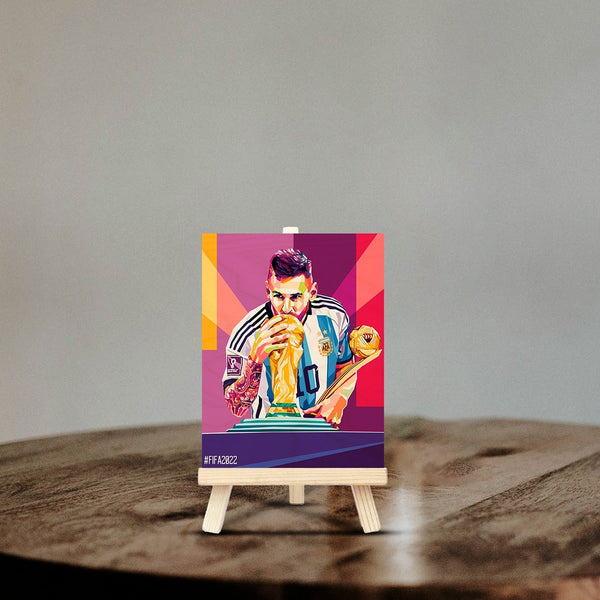 Messi World Cup Wood Print With Easel Stand