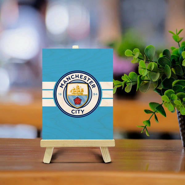 Mancity Wood Print With Easel Stand